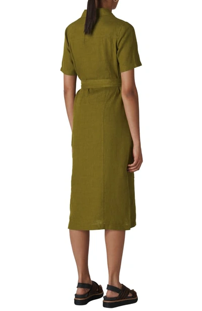 Shop Whistles Bella Linen Shirtdress In Khaki