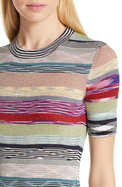 Shop Missoni Metallic Stripe Sweater In Green