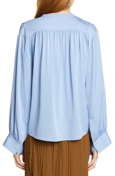 Shop Vince Shirred Stretch Silk Blouse In Avalon