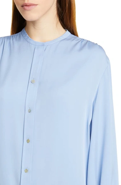 Shop Vince Shirred Stretch Silk Blouse In Avalon