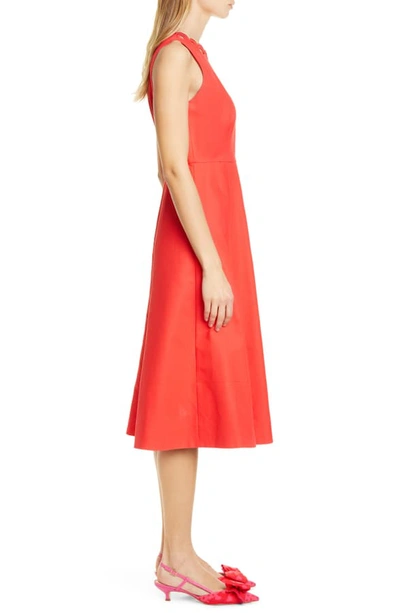 Shop Kate Spade Scallop Neck Cotton Fit & Flare Dress In Zinnia Red