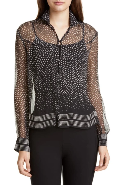 Shop Rag & Bone Libby Polka Dot Sheer Silk Top In Black Multi