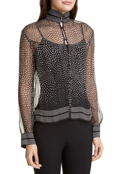 Shop Rag & Bone Libby Polka Dot Sheer Silk Top In Black Multi