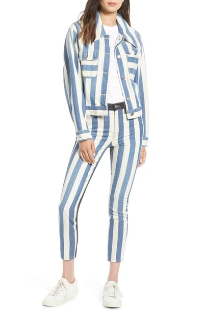 Shop Current Elliott The Sammy Stripe Denim Jacket In The Bay Stripe