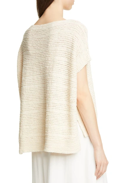 Shop Eileen Fisher Bateau Neck Knit Organic Cotton Top In Soft White