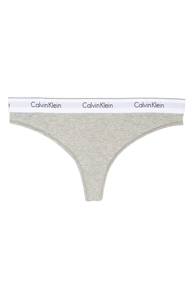 Shop Calvin Klein Modern Cotton-blend Thong In Grey Heather