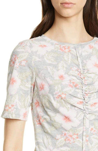 Shop Rebecca Taylor Kamea Floral Cotton Jersey Top In Grey Melange