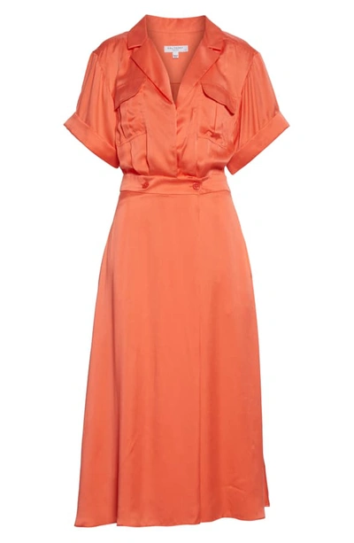 Shop Equipment Orlenna Silk Blend Midi Shirtdress In Hot Coral