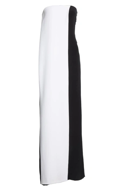 Shop Cushnie Colorblock Strapless Wide Leg Silk Jumpsuit In White/ Black