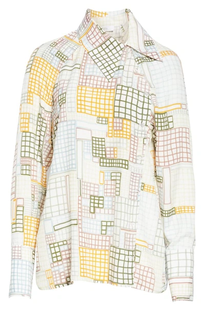 Shop Rosetta Getty Grid Print Asymmetrical Blouse In Mutli