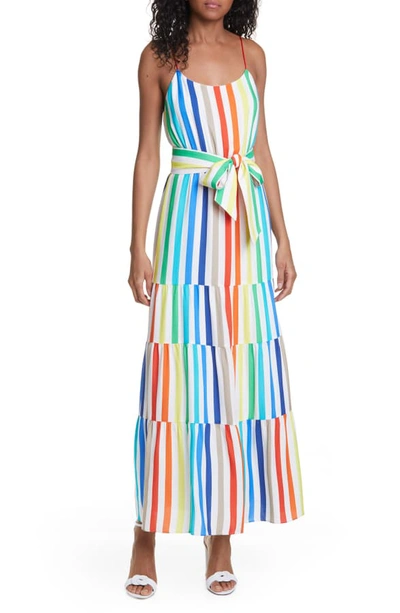 Shop Alice And Olivia Janan Rainbow Stripe Tiered Sundress