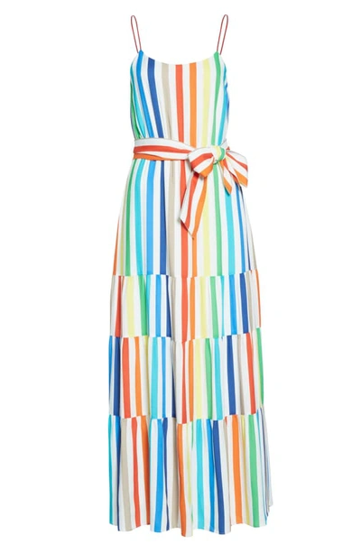 Shop Alice And Olivia Janan Rainbow Stripe Tiered Sundress