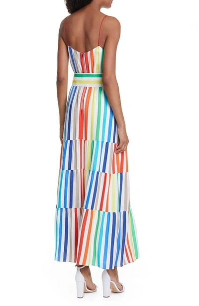 Shop Alice And Olivia Janan Rainbow Stripe Tiered Sundress