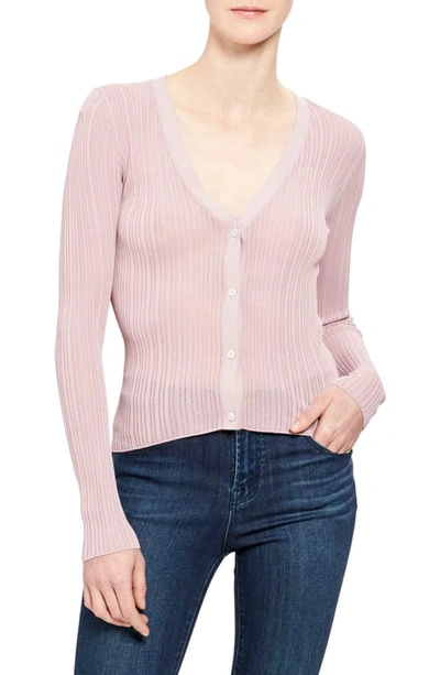 Shop Theory Ribbed Cardigan In Dark Lilac