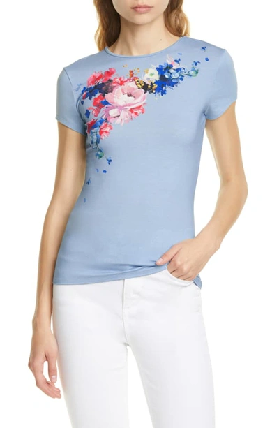 Shop Ted Baker Raspberry Ripple Fitted Tee In Light Blue