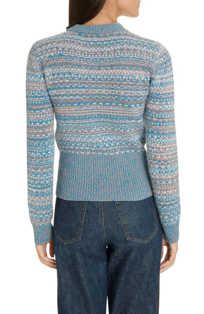 Shop Loewe Anagram Logo Wool Jacquard Sweater In Blue