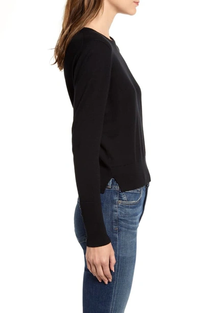 Shop Alex Mill Button Cuff Crewneck Sweater In Black