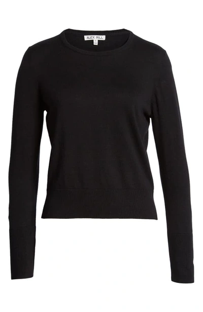 Shop Alex Mill Button Cuff Crewneck Sweater In Black