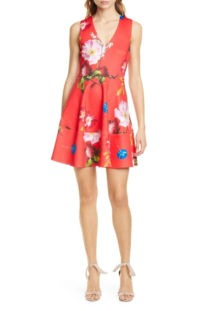 Shop Ted Baker Kinle Floral Skater Dress In Red