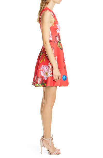 Shop Ted Baker Kinle Floral Skater Dress In Red