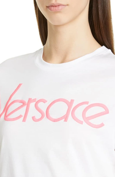 Shop Versace Vintage Logo Embroidered Cotton Tee In White