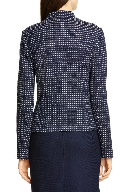 Shop St John Dotted Inlay Tweed Knit Jacket In Navy/ White Multi