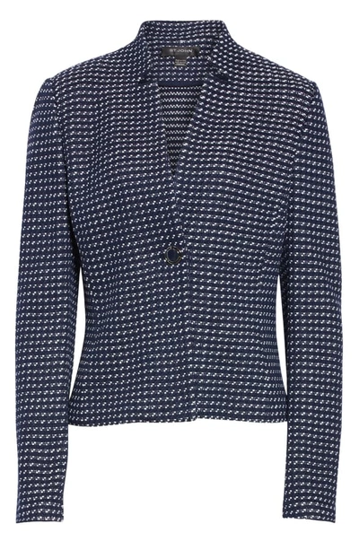 Shop St John Dotted Inlay Tweed Knit Jacket In Navy/ White Multi