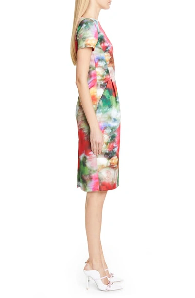 Shop Adam Lippes Duchesse Satin Sheath Dress In Multi Floral