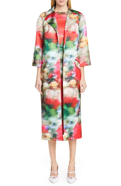 Shop Adam Lippes Duchesse Satin Sheath Dress In Multi Floral