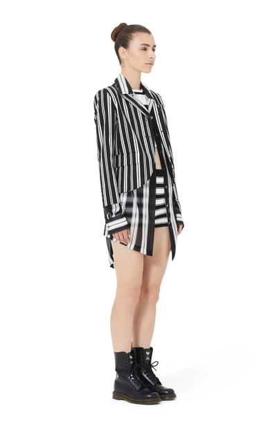 Shop Marc Jacobs Stripe Knit Shorts In Black/ Ivory