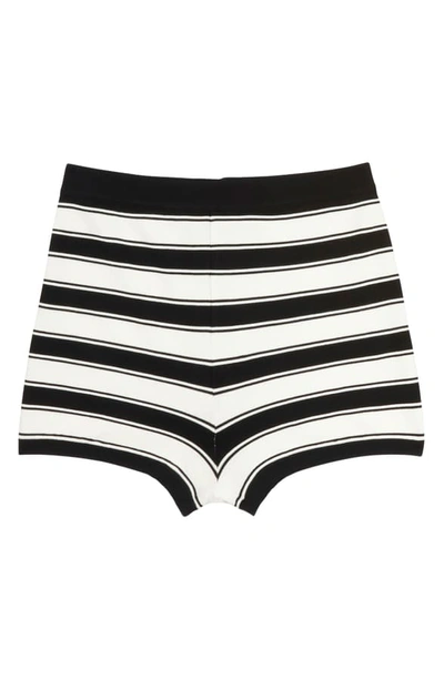 Shop Marc Jacobs Stripe Knit Shorts In Black/ Ivory