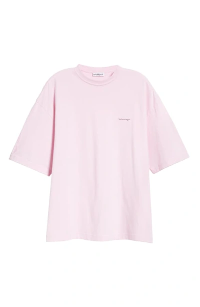 Shop Balenciaga Small Logo Oversize Tee In Baby Pink