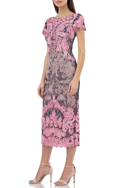 Shop Js Collections Soutache Lace Midi Dress In Pink Bouquet