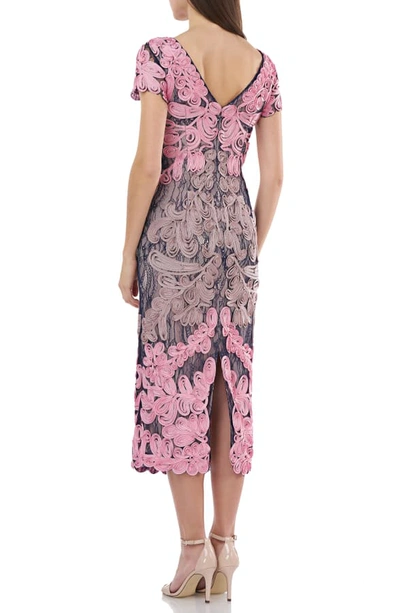 Shop Js Collections Soutache Lace Midi Dress In Pink Bouquet