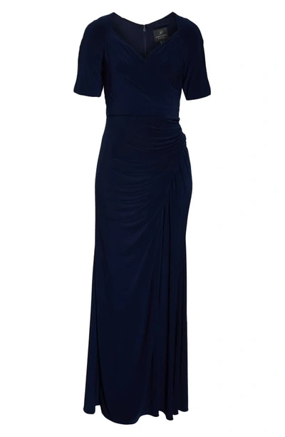 Shop Adrianna Papell Ruched Jersey Gown In Midnight