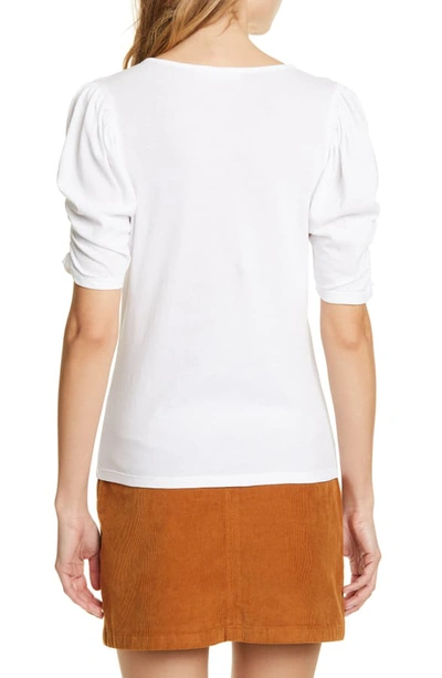 Shop Frame Ruched Sleeve Top In Blanc