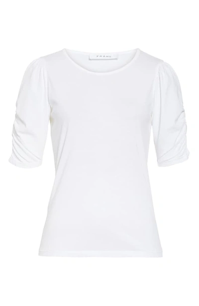 Shop Frame Ruched Sleeve Top In Blanc