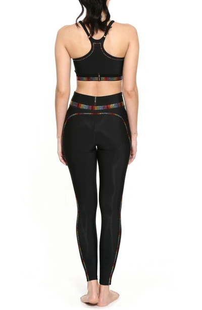 Shop Adam Selman Core Embellished Sports Bra In Rainbow/ Black