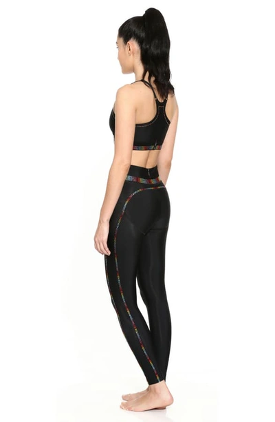 Shop Adam Selman Core Embellished Sports Bra In Rainbow/ Black