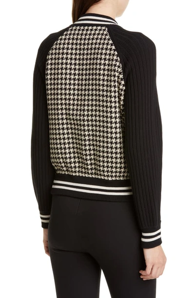 Shop Rag & Bone Courtney Houndstooth Bomber Jacket In Black