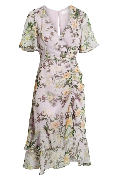Shop Astr Floral Ruched Front Dress In Lilac Floral