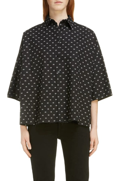 Shop Balenciaga Bb Poplin Swing Blouse In 1070-black/ White