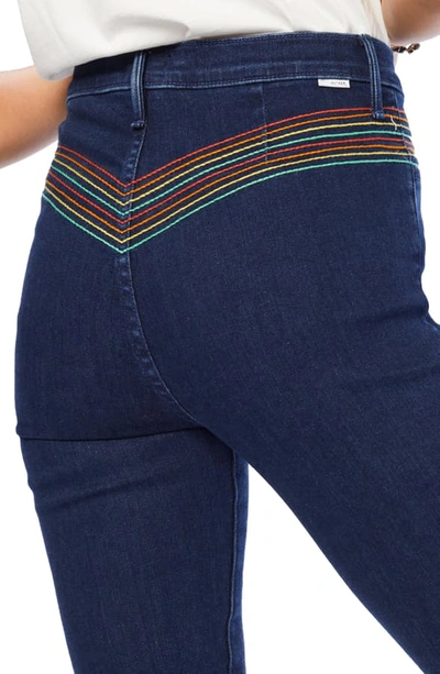 Shop Mother The Smooth Hustler High Waist Crop Flare Jeans In Over The Rainbow