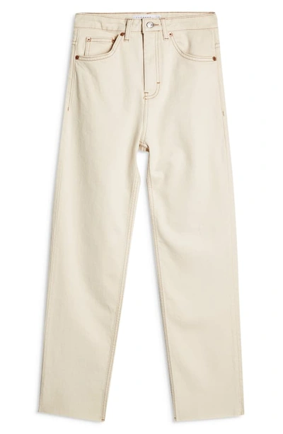 Shop Topshop High Waist Raw Hem Straight Leg Jeans In Cream