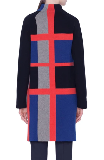 Shop Akris Reversible Plaid Jacquard Cashmere Sweater Coat In Multicolor