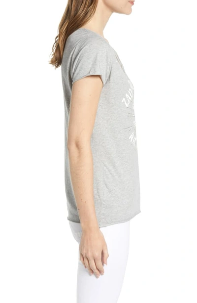 Shop Zadig & Voltaire Tunisien Art Is Truth Starburst Split Neck Cotton Tee In Gris