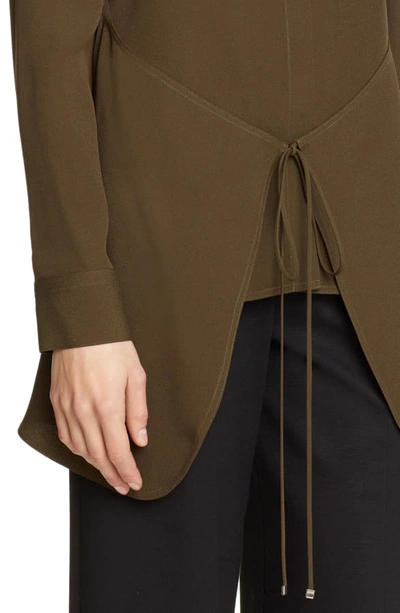 Shop Rosetta Getty Crepe Back Satin Apron Wrap Blouse In Loden