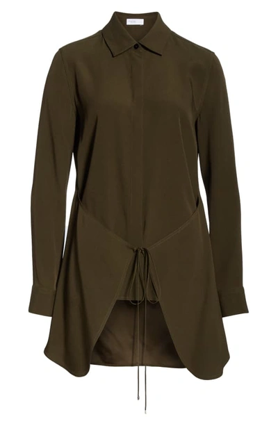 Shop Rosetta Getty Crepe Back Satin Apron Wrap Blouse In Loden