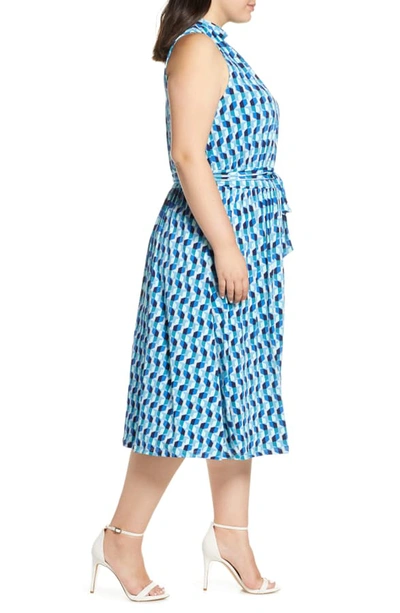 Shop Leota Mindy Shirred Midi Dress In Mod Geo