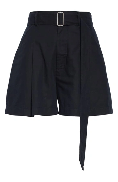 Shop La Vie Rebecca Taylor Flared Cotton & Linen Shorts In Black
